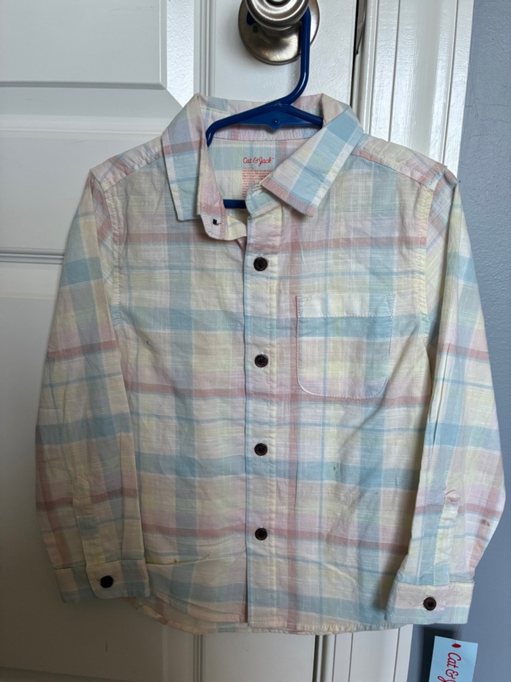 Cat & Jack Pastel Plaid Shirt - Blue, Pink, Cream